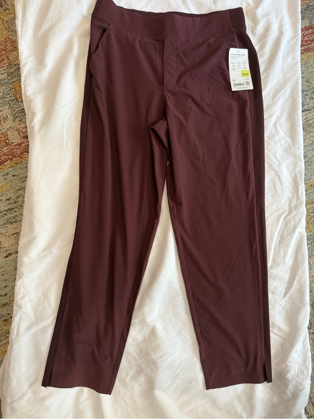Athleta Brooklyn Ankle Pants Stretch Pull-On Pants in Deep Burgundy NWT Size 10